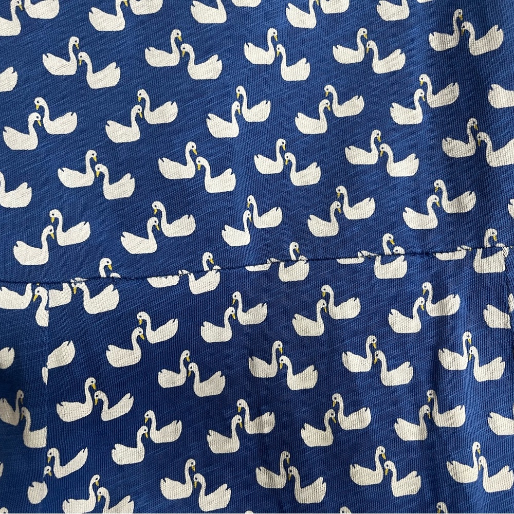 Boden Phoebe Blue Jersey Midi Dress Swan Print 100% Cotton Size US 16 Long - Picture 8 of 11